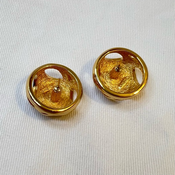 Auth Christian DIOR Pierced Earrings • Globe Diamantés Pierced GP Authentic - Picture 15 of 15